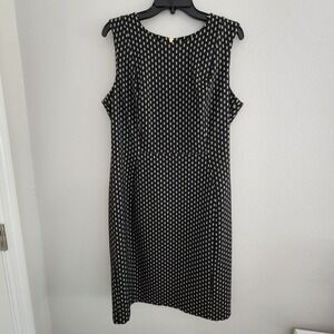 Calvin Klein Black White Sheath Dress Size 16 Geometric Print Career Business